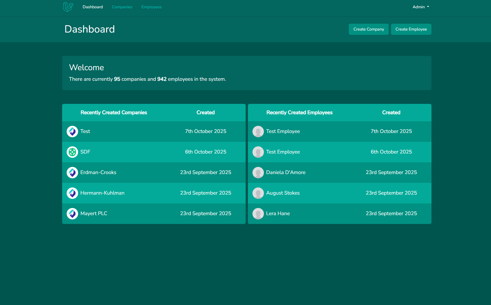 screenshot of my laravel project website