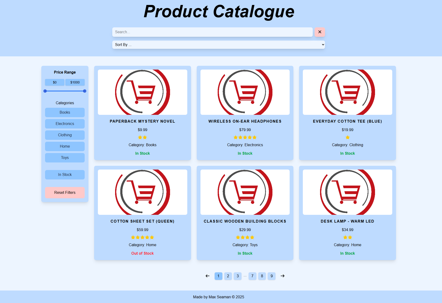 screenshot of my react project website